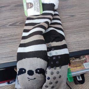 Sloth Cozy & Furry Slipper Socks Ladies size 6-8